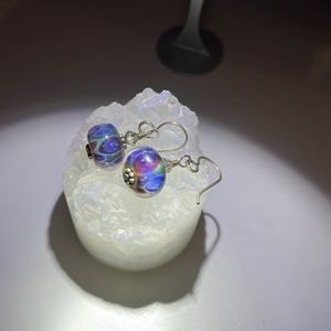 Glass lampwork sterling silver earrings